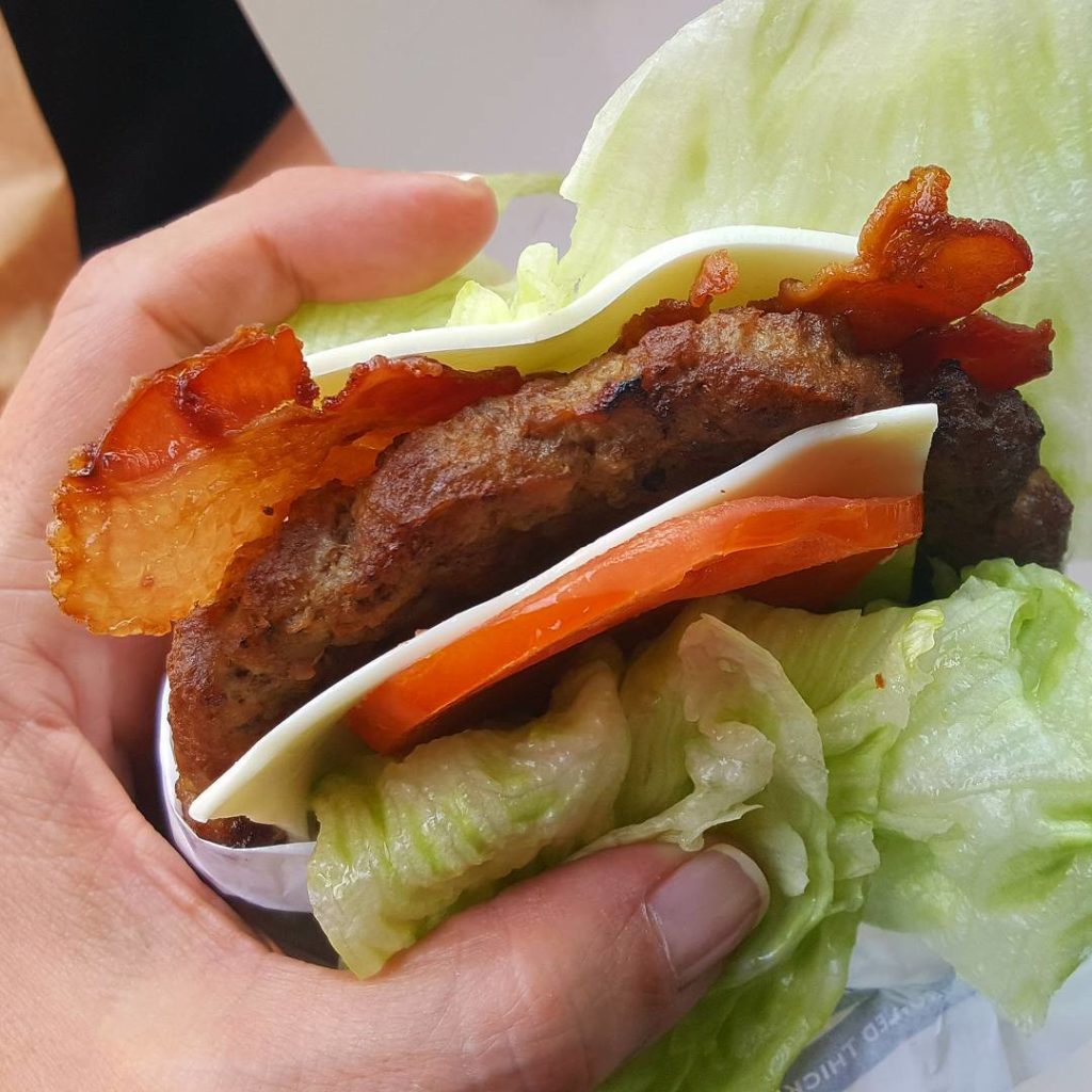 lettuce-wrapped-burger is a great low carb option 