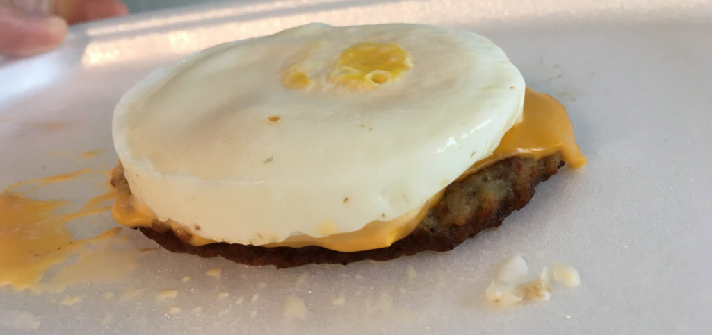 Bunless McDonald’s Sausage McMuffin with Egg from mrskinnypants.com