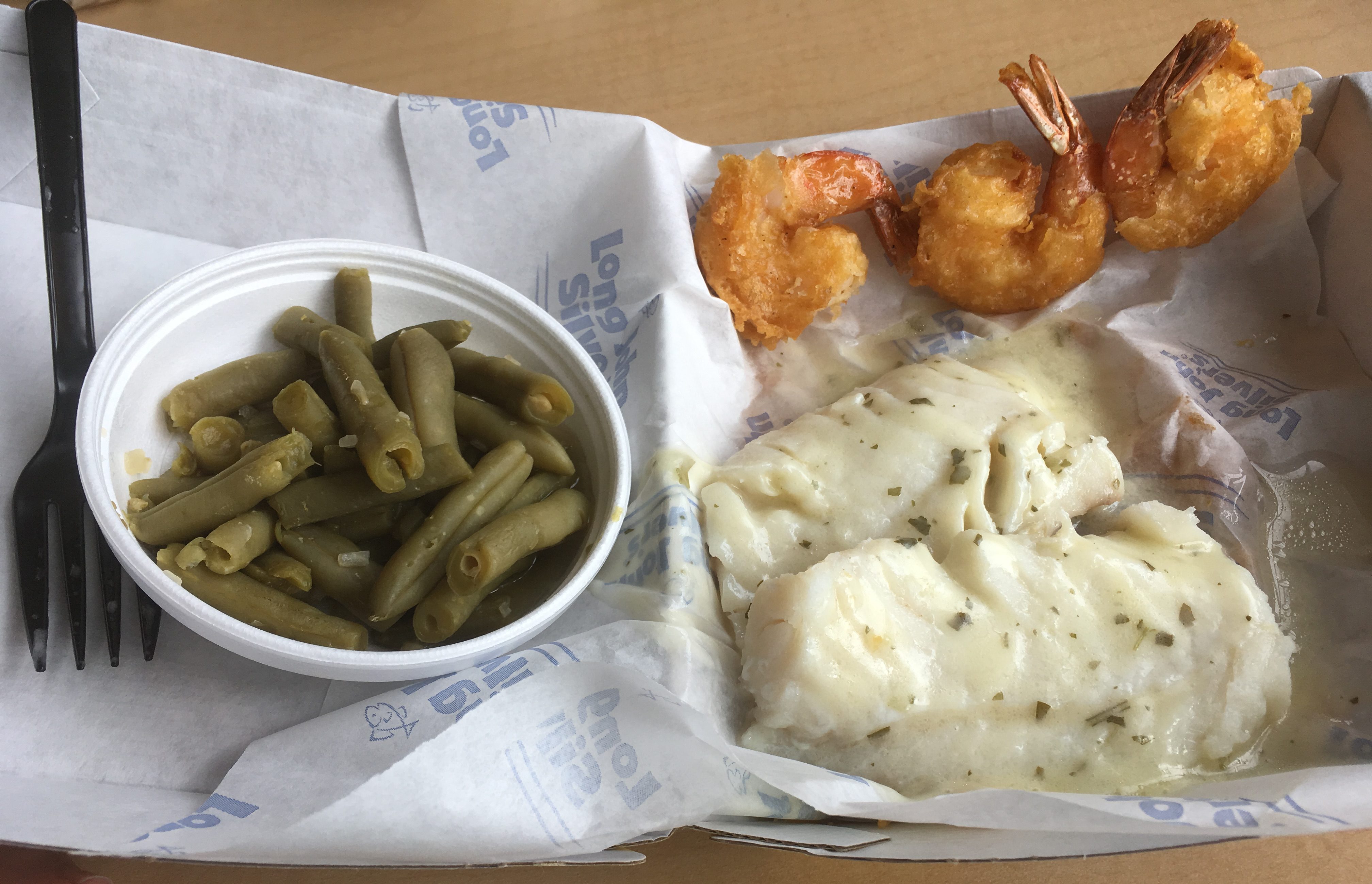 low carb Long John Silver's Baked Cod Meal.
