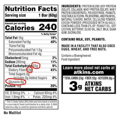 how to find net carbs on a label